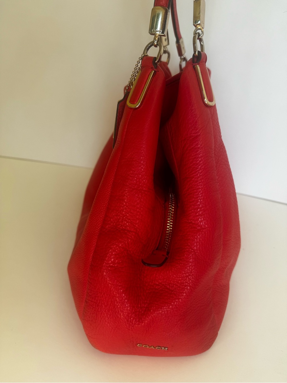 Coach Red Leather Madison Phoebe Shoulder Bag with Gold Accents - Picture 2 of 14